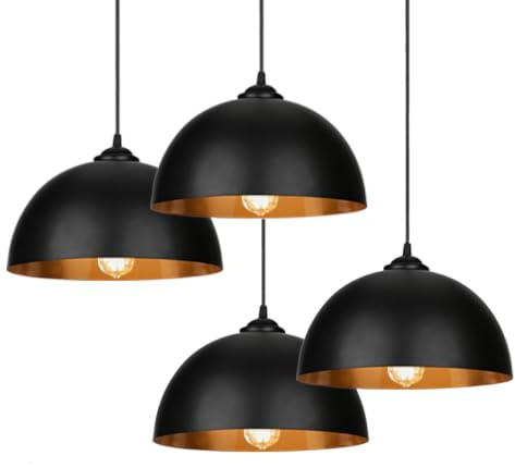 Herrselsam 4er Pendelleuchte Metall Ø30cm E27 Schwarz Bronze | Geeignet für LED-, Energiespar- und Glühlampen mit E27 Fassung bis max. 60W