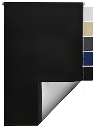 Sol Royal Thermorollo SolReflect T42 Verdunkelungsrollo 100x160 cm Rollo Schwarz - Rollos für Fenster ohne Bohren mit Thermobeschichtung - Wärmeschutzrollo Thermo Rollo zum Klemmen, Klemmfix Rollo