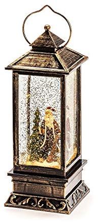 Konstsmide 2888-000 LED Schneelaterne mit Weihnachtsmann, wassergefüllt / für Innen (IP20) / Batteriebetrieben: 3xAA 1.5V (exkl.) /1 warm Braun Diode, Kupfer