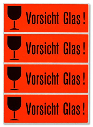 1000 Etiketten Aufkleber Vorsicht Glas! Warnetiketten