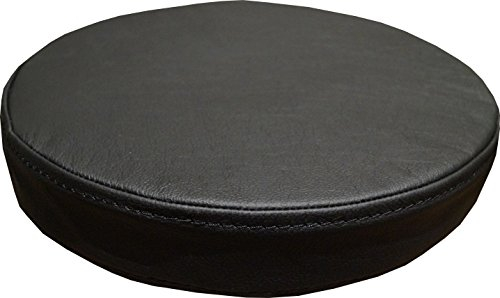 Quattro Meble Runde Schwarz Echtleder Sitzkissen Lederkissen Sitzpolster fur Barstuhl Barhocker Sessel Stuhle Bank doppelt genähtes Echt Leder Kissen Sitzauflage Auflage (Durchmesser 40 cm)