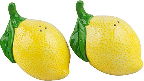 Home Essentials Inc Shaker- Set/2-4 Lemon (Ceramic, Multicolor, 0.06 pounds, 2 pieces)