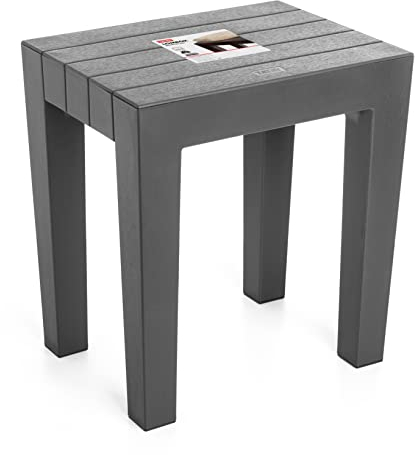 Tatay Lombok Rectangular Bench, Polypropylene, BPA Free, Wood Effect, Anti-UVA protection, Max 130KG, suitable for indoor and outdoor, Gray. Dimensions 38x29x41cm