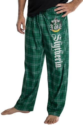 Harry Potter Adult Mens' Slytherin House Crest Plaid Pajama Pants (Large)
