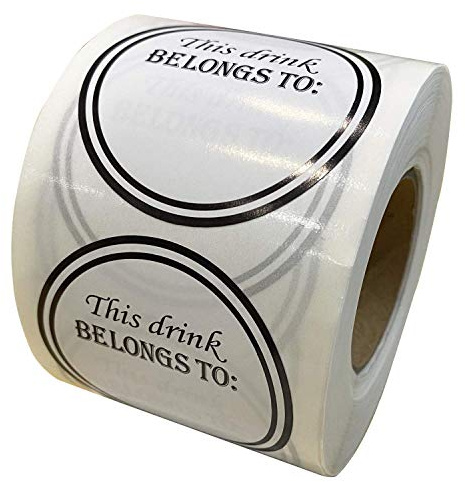 Drink Markers - Wine Glass Identification Tags - 500 Reusable Stickers for Wine Tasting Parties, 2 Inch Diameter (White)
