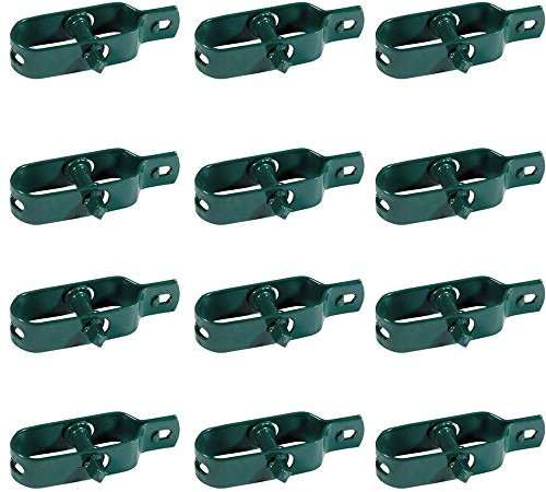 Kit 24x Tendifilo Plastificato Verde per Recinzione, Rete, Stendibiancheria, in Metallo da Giardino per Pali| Set da 24 pezzi (24 pz)