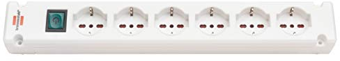 Ciabatta Multipresa Nera Senza Cavo Brennenstuhl Bremounta | Ciabatta Elettrica con Interruttore e 6 Prese IT | Multipresa da Parete con 4 punti di Supporto | Senza Cavo | Colore Bianco