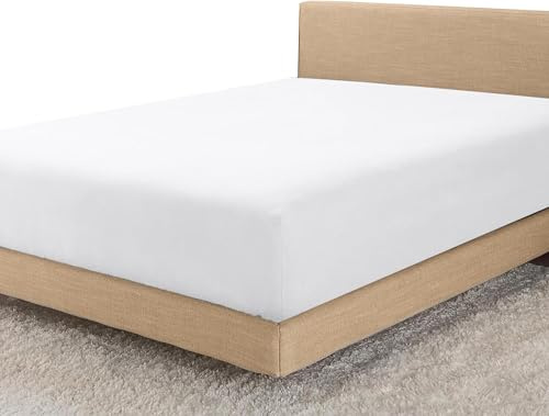 Linens World Egyptian Cotton Double Fitted Sheet (137×190cm) White – 40cm Extra Deep Pocket, 200 Thread Count Bedding & Linen, Hotel Quality Soft & Breathable Anti-Wrinkle Elasticated Bottom Sheet