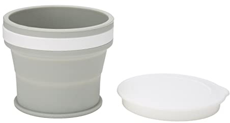 Zusammenklappbare Kaffeetasse, Silikon-Reisebecher Im Taschenformat, Zusammenklappbare Silikon-Kaffeetasse, Wiederverwendbar, Tragbar, Faltbar, für Camping, Sport, Grau, 270 M, Leichter Faltbarer Bech