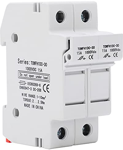 DC 1000V 2P Sockel für Sicherungshalter DIN Schienen Montage für Sicherungskerngröße (TxL)10x38mm/0,4x1,5 Zoll Stromverteilungs Steuergeräte(15A)