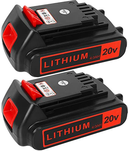 Battery 20v for BLACK+ DECKER Lithium: Batteries 20 Volt Max 4.0 ah Replacement Compatible with Cordless Power Tools XR Li- ion 2 Pack 20volt Drill LBXR20 LBXR2020 LBX20 LBXR2520 LB2X4020 LB2XR20