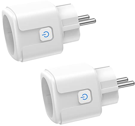 Smart WLAN Steckdose, 2 Stück Alexa 16A 3680W, WiFi Kompatibel Mit Alexa Und Google Home, Mit Strommessung | APP Fernsteuerung | Sprachsteuerung | Zeitschaltuhr (Weiß)