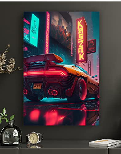 Premium Metallposter/Wandbild aus Aluminiumverbund im Cyberpunk style modern Abstrakte Kunst Wanddekoration Design (Cyberpunkt Style 03, L - 60x40cm Aluverbund)