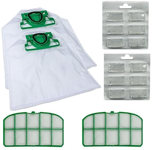 Muchable hoover bag set for Folletto Vorwerk VK200 VK220-12 bags + 2 HEPA filters + 12 scent fresheners