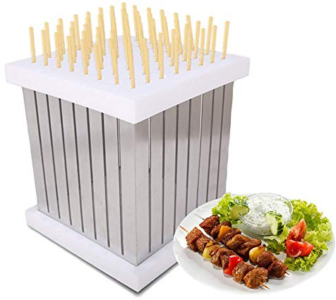 Kebab Maker Box 64 Trous en Acier Inoxydable À Usage Rapide Viande Brochette Machine Facile Barbecue Brochettes Maker BBQ Outil