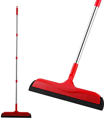 Mitclear Tergipavimento Pavimenti Telescopico Manico(124cm), Spingiacqua in schiuma per Pavimento Bagnato, Spazzola per Bagno Doccia Cucina Peli di Animali