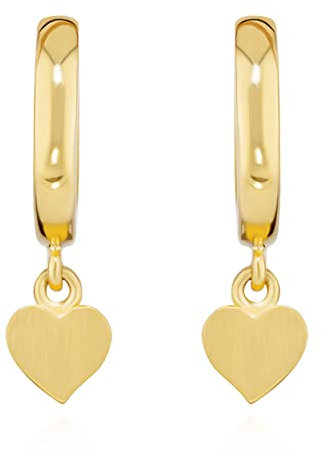 NKlaus Paar Herz Klappcreolen 333 Gelb Gold 8 Karat hochglanz matt 11mm Damen Ohrringe 11962