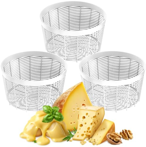 Grand Way Cheese Mold - 3 pcs Basic Cheese Form for Cheese Making - Paneer Maker - Cheesemaking Supplies - Cheese Container - Cheese Basket Molds