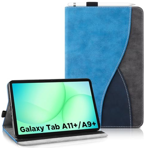 AsWant Hülle für Samsung Galaxy Tab A11+ Plus/ A9+ 11 Zoll 2025 - Ultradünne Stoßfest Case mit Mehrere Taschen Standfunktion und Auto Sleep/Wake (Blau)