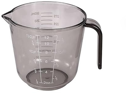 Tasse à mesurer graduée en plastique transparent avec bec verseur et poignées, pour recettes, ingrédients, farine, eau, liquide (300 ml, marron)