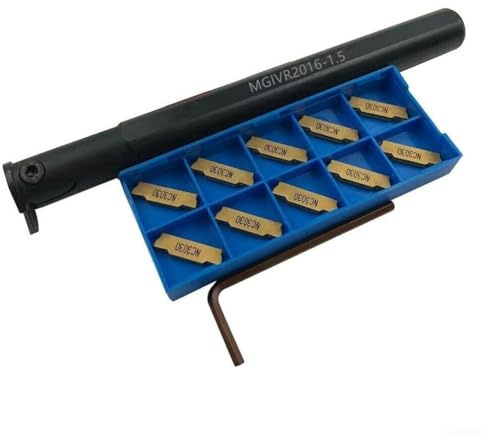 Turning Tool Holder, MGIVR 2016-1.5 Internal Grooving Lathe Cutting Tool Holder with 10pcs MGMN150 Inserts for Semi-finishing and Finishing