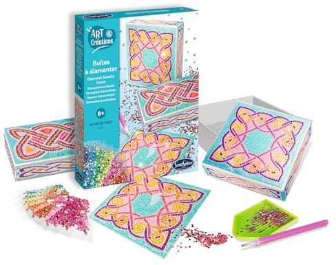 Sentosphère - Art & Créations – Boites à diamanter - Motifs Celtiques – Activité Créative Enfant dès 8 Ans – des cavenas de milliers de diaments – Fabriqué en France - 32500