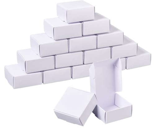 OLYCRAFT 100 Stück Mini Pappschachteln 5.5x5.5x2.5cm Weißer Karton Geschenkboxen Schmuck Kraftbox Kleine Versandschachteln Aus Wellpappe Mini Boxen Zum Verpacken von Geschenken Kleiner Gegenstände