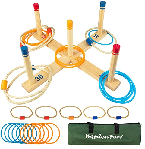 Ringwurfspiel Kinderspiele - Spiele für draußen - werfen den Ring für Kinder und Erwachsene – ringwurfspiel Outdoor aktiver Indoor und Outdoor Spielspaß - inklusive Tragetasche für den Tr