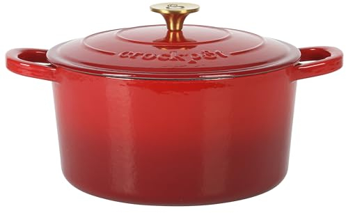 Crock Pot Artisan - Horno holandés redondo de 6 cuartos de galón, color rojo degradado