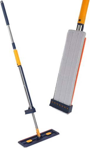 HOLIDYOYO Mop Plat Large avec Chiffons Réutilisables Balai à Franges Pratique pour Nettoyage Sols Conception Ergonomique Et Facile à Utiliser