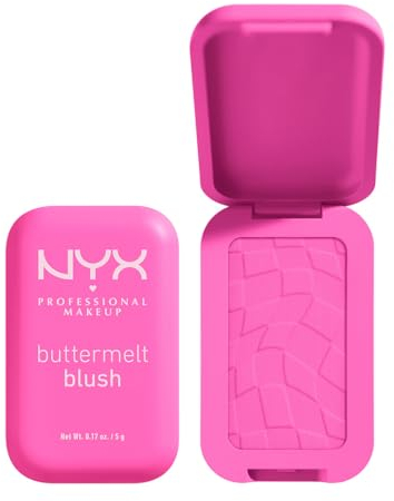 NYX Professional Makeup Blush in Polvere, Per un Look Fresco e Colorato, Arricchito con Burro di Mango, Mandorle e Karitè, Sfumabile, Buttermelt, Tonalità: Butta Half, 5 g