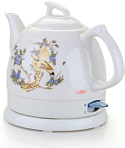 Bouilloires - Théière électrique blanche sans fil en céramique - Pichet rétro de 1,0 L, 1000 W fait bouillir l'eau rapidement pour le thé, le café, la soupe, les flocons d'avoine - Base amovible, pr