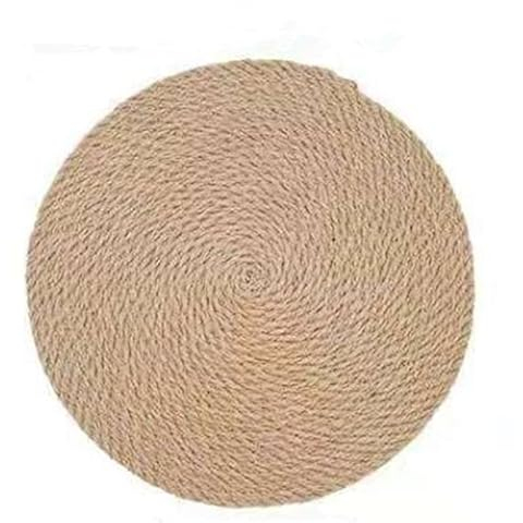 Ueiwffzo Tischsets 4er Set, Platzset aus Seegras Rund Rutschfest Platzdeckchen, Oval Leinengewebe Platzsets für Esstisch Haus 36cm / 30 * 40cm (36CM)