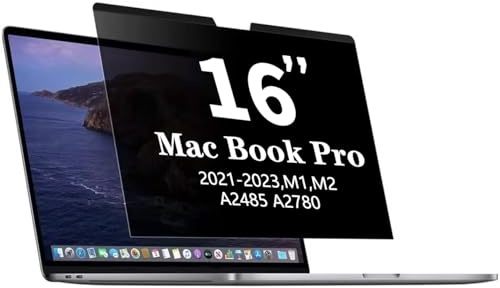 Pozlle Écran de confidentialité magnétique Amovible pour MacBook Pro 16 Pouces (2021-2023) A2991/A2485/A2780 - Protection Anti-lumière Bleue et Anti-Reflets - Filtre de confidentialité Mat 16 Pouces