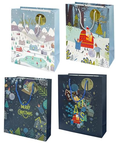 Geschenktüten Weihnachten, 12 Stück Weihnachtstüten Zum Befüllen Groß/Klein, Weihnachtssackerl, Geschenktaschen Weihnachten, Weihnachtsgeschenktüten, Weihnachtstaschen Für Geschenke Süßigkeiten (A, M)
