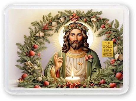 Goldschulz Goldbarren 1g 1 Gramm Motivbox - Jesus- Geschenk + Echtheitszertifikat