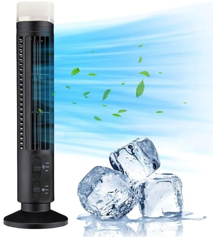 Ejoyous Ventilatore a Torre Senza Lama, 13 Pollici Oscillazione a 90 Gradi Ventilatore a Torre da Tavolo Ultra Silenzioso con Telecomando per Uffici di Domestici (BLACK)