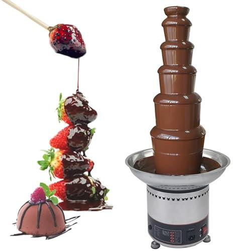 CFDZCP Chocolate Fondue Maker Chocolate Fountain Large, 4/5/6/7 Tiers Electric Chocolate Melting Heating Machine Stainless Steel Cascading Fonduer For Nacho Cheese, BBQ Sauce, Ranch(6floors)