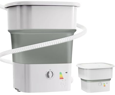 FSADYANG Lave Linge Portable, Mini Machine a Laver de Grande Capacité de 52 L, Machine a Laver et Sèche-Linge Pliable pour Vêtements de bébé, sous-vêtements, Camping, Voyage en Camping-Car(Gray)