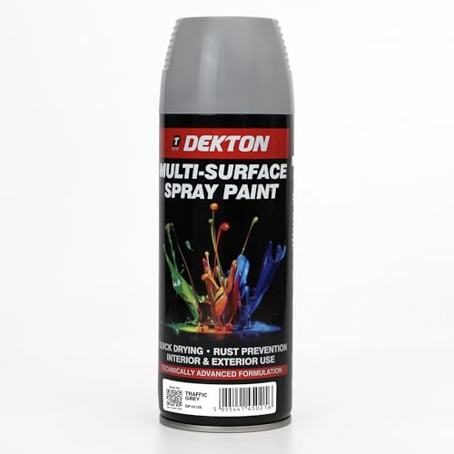 DEKTON Quick-Dry Aerosol Spray Paint, Interior And Exterior Usage – Traffic Grey for Metal, Wood, and Plastic |Rust Prevention|Ideal for Fixtures Furniture's Components Projects