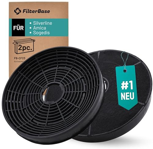 FilterBase® Lot de 2 filtres à charbon actif pour hotte aspirante Silverline AF100, YT971.1000.05, KF001 | Amica KF17146 1160826 | Beko 9189204771