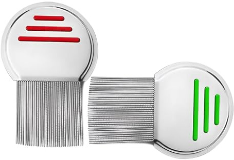 2 Piezas Peines para Piojos,Peine para Eliminar Liendres y Piojos(Rojo y verde）