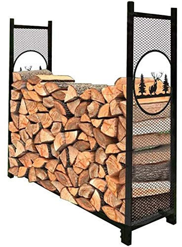 JICHENJIAN Portalegna da ardere per Esterni da 4 Piedi, Grande e Robusto portalegna Rustico per Tronchi di Alce, Supporto per Legna da ardere in Metallo per caminetto, Patio, terrazza, Giardino, Alto