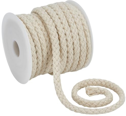 FINGERINSPIRE 12.5 m Geflochtene Baumwollborte Mit Einer Leeren Kunststoffspule 10mm Breit Gewebte Zopfborte Florales Weißes Geflochtenes Baumwollband Für Taschengriffe Nähen Basteln Heimdekoration