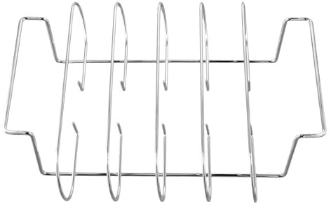 Godneei Supporto Costine, Supporto di Cottura per Costine in Acciaio, capacità di 5 Costine, Cestello Multiuso BBQ e Rib Rack in Acciaio