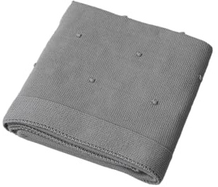 copertina in maglia, per lettino, misura cm 110x150 pois grey