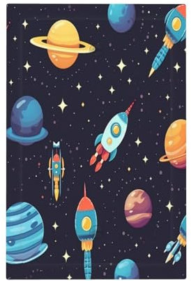 Mexpekil Cartoon Rockets Planets Light Switch Cover, 1 Gang Single Blank Wall Plates, Decorative Outlet Covers Switchplate for Home Office