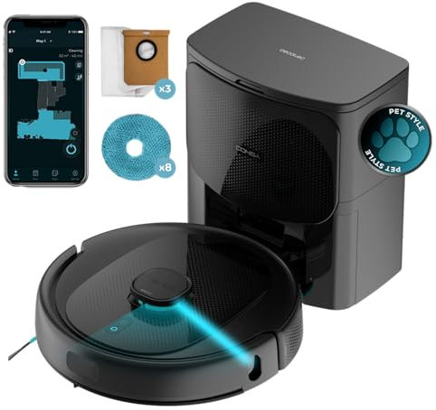 Cecotec Robot Aspirapolvere e Lavapavimenti con Base Autovuotante Conga 9590 Spin Revolution Ultra Power Home. 10000Pa, Navigazione Laser, 240min Autonomia, Mop, Spazzola Silicone e Animali, App