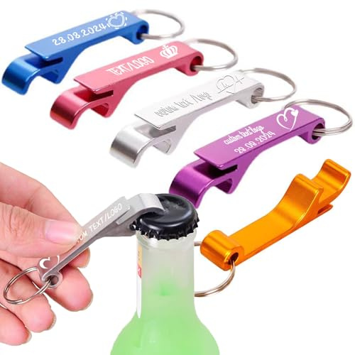 10-100 Stück Personalisierter Flaschenöffner Schlüsselanhänger Graviert mit Text/Logo, Personalisierte Flaschenöffner gastgeschenke für Gäste, Ideal Hochzeitsgeschenke Jubiläen, Unternehmenswerbung