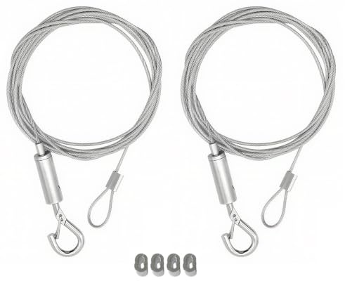 6PCS Picture Hanging Wire Kit, Mirror Hanging Wire, 1.5mm x 2m | Stainless Steel Hanging Cord Kit, 2 Wires 1.5mm x 2m + 4 Sleeves, Silver, for Frames and Mirrors